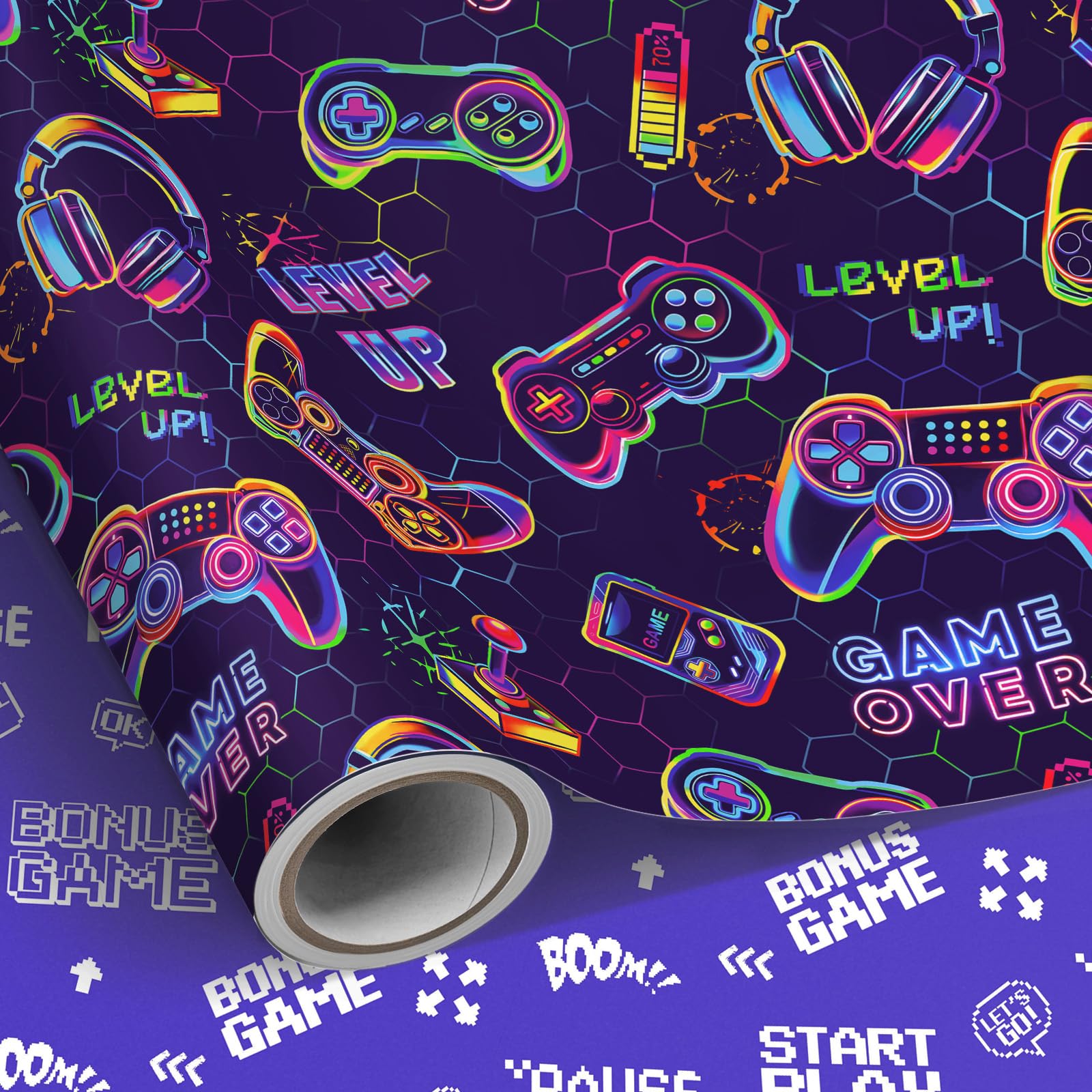 Neloheac Gaming Wrapping Paper Roll 43CM x 10M Reversible