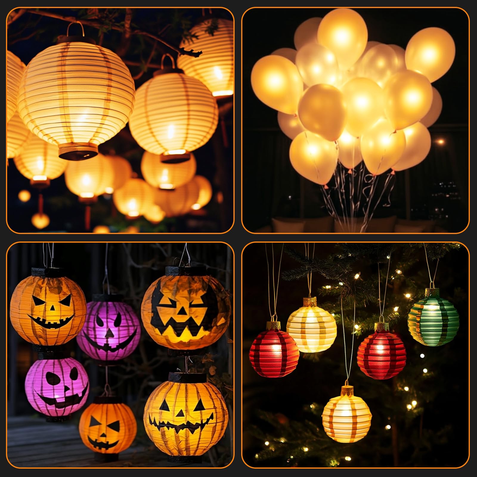 16 LED Ballons Lumineux Blanc Chaud - Pour Mariage, Noël, Fêtes - Réutilisables