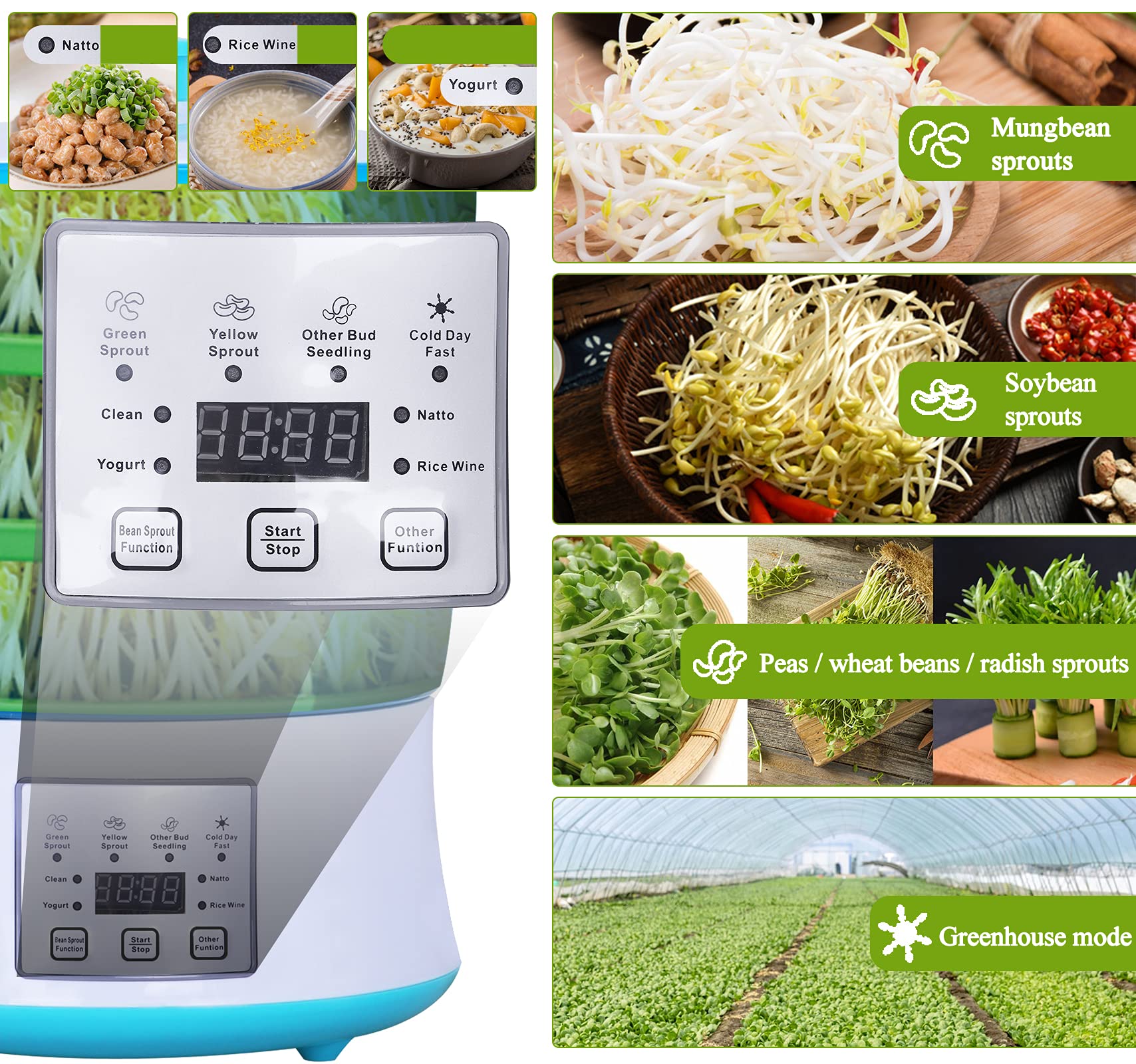Automatischer Sprossenzüchter 2-Lagen - Elektrisches Keimgerät Für Sojasprossen & Samen