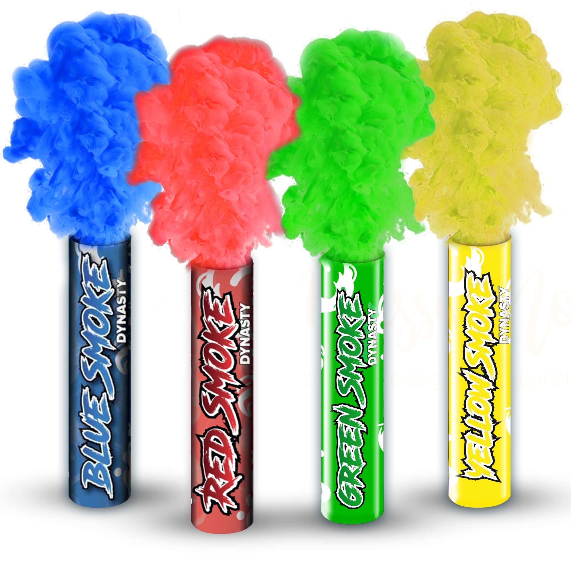 Dynastyparty - Pack of 4 Ring Pull Smoke Flares - Red, Blue, Green, Yellow grade smoke, designed to impress