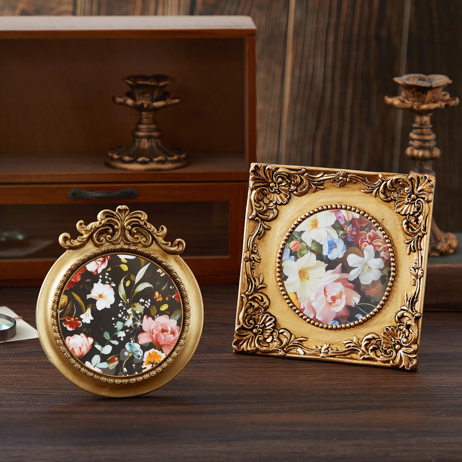 Amazon.com - Qunclay Vintage Mini Picture Frames Set of 4, Round