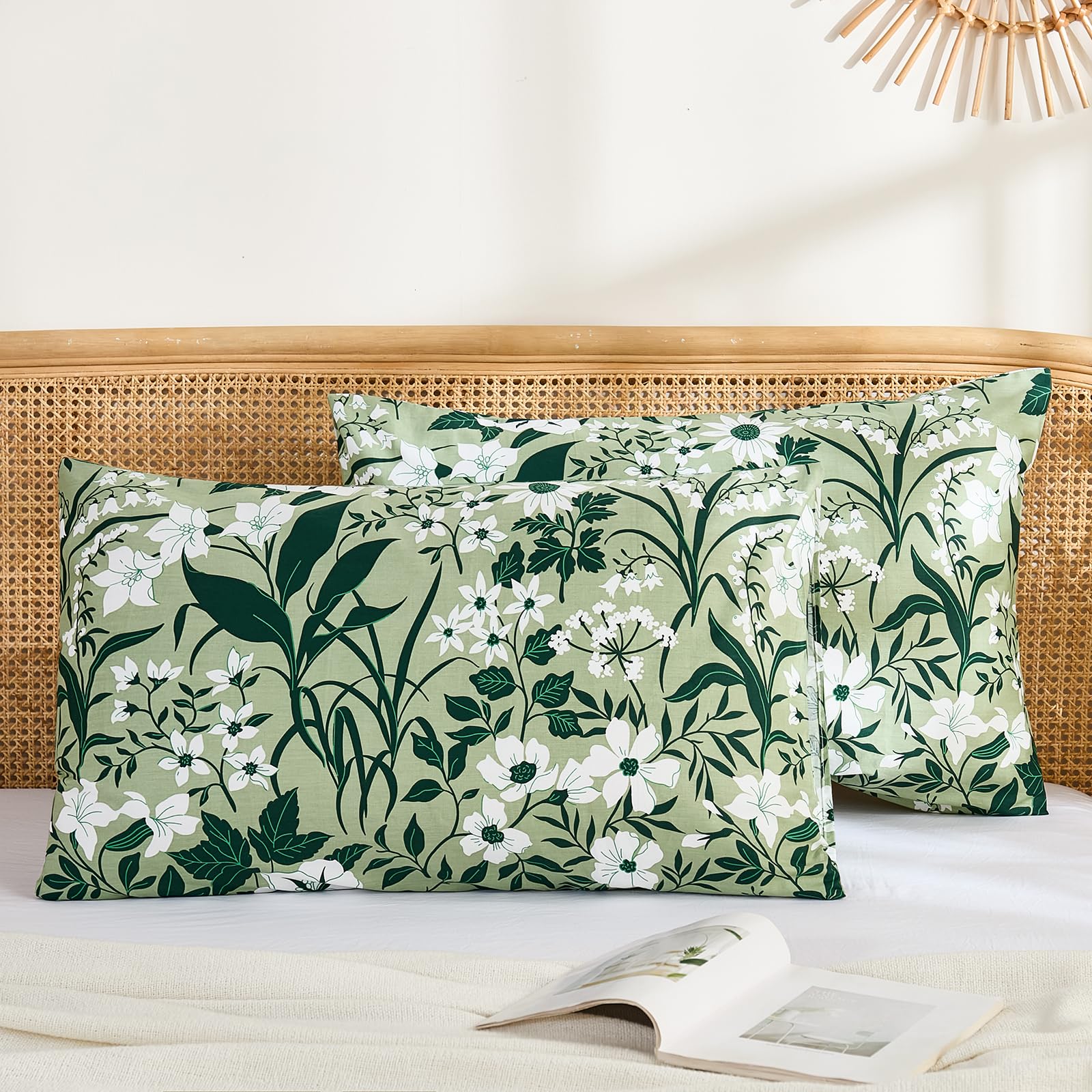 Taies d'oreiller 100% coton de qualité supérieure au style fleuri authentique