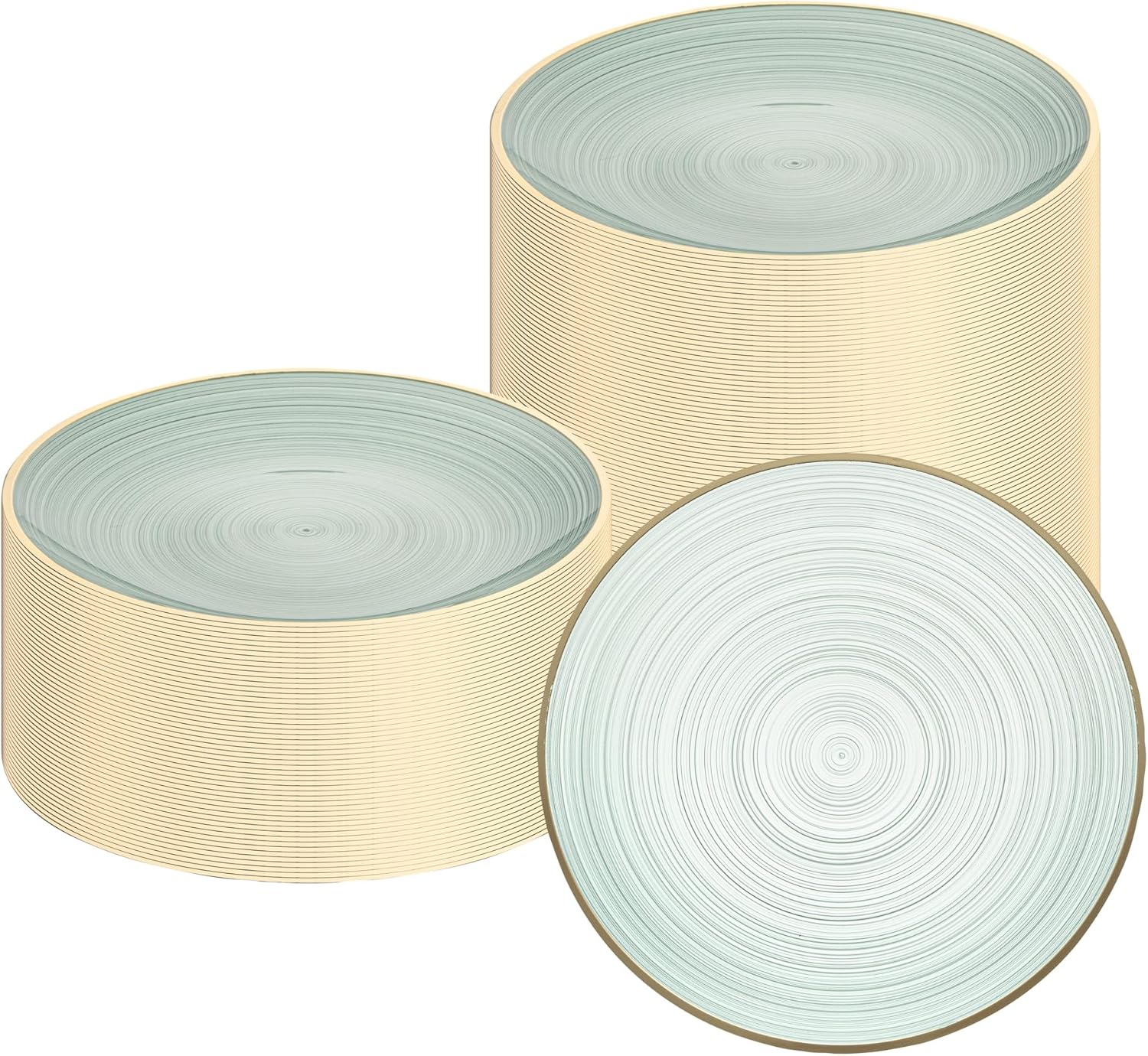 Restaurantware Plastic Plates 20 Pack of 7.13 Inch Plastic Party Plates Gold-Rim Design Round Elegant Table Setting Dinnerware