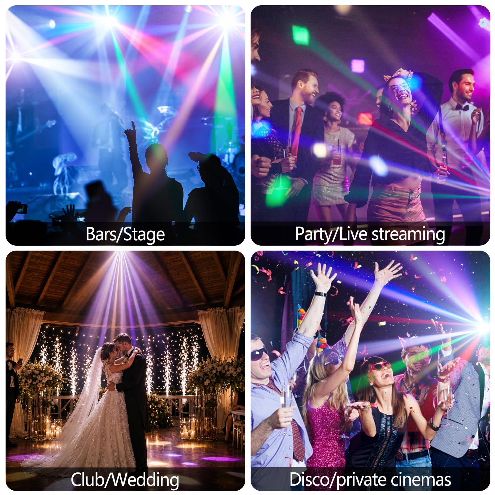 Luci a testa mobile per illuminazione DJ, Mini Moving Head LED Bee Eye Spot Proiettore per palcoscenico e feste
