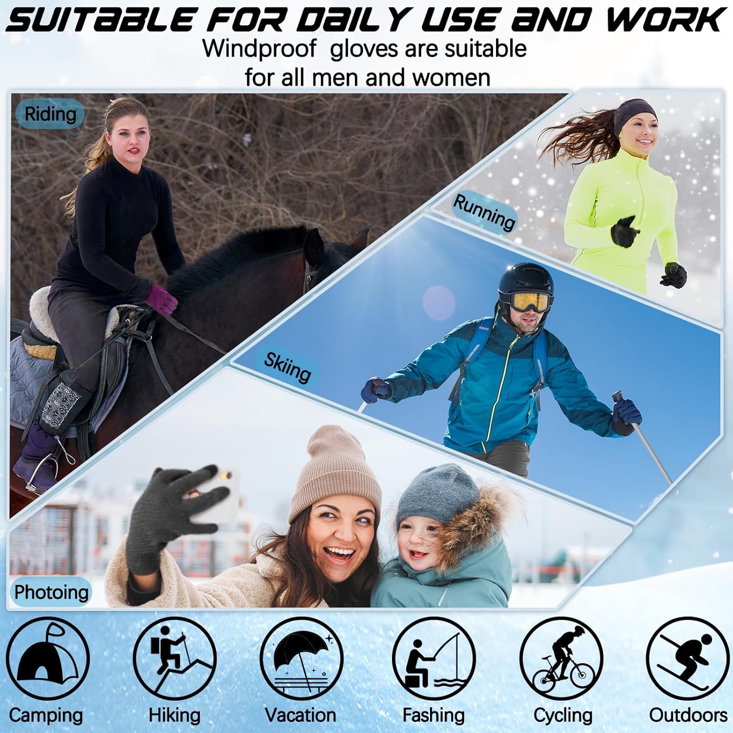 Newcotte 4 Pair Winter Gloves for Men Women Touch Screen Cold Weather Warm Thermal Knit Glove for Running Driving Hiking - Image 6