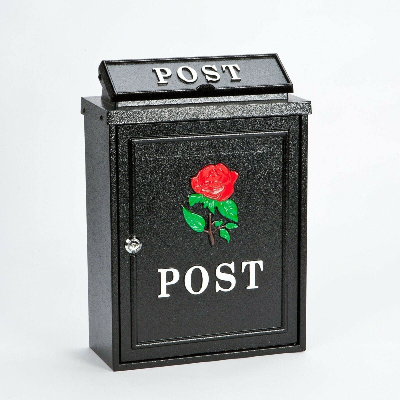 Dwd (Red) Vintage Decor Post Mail Letter Box With Rose Red