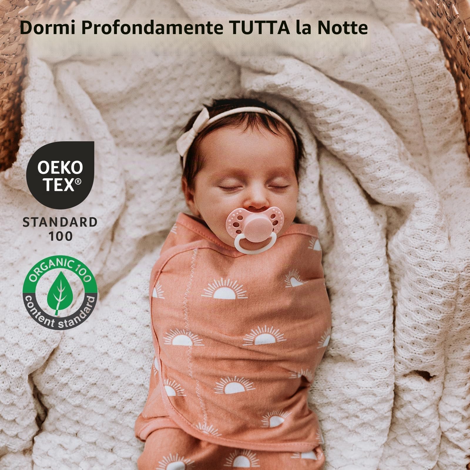 GLLQUEN BABY - Fasce per neonati per fasciare il bambino da 0-3 mesi, Oeko-tex100, 100% tessuto in cotone biologico traspirante per fasciare il bambino, confezione da 3 (Caffè)