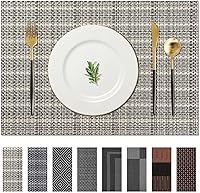 Vista 24 de AHHFSMEI Juego de 6 manteles individuales para mesa de comedor, manteles individuales de vinilo tejido de plástico, antideslizantes, aislamiento