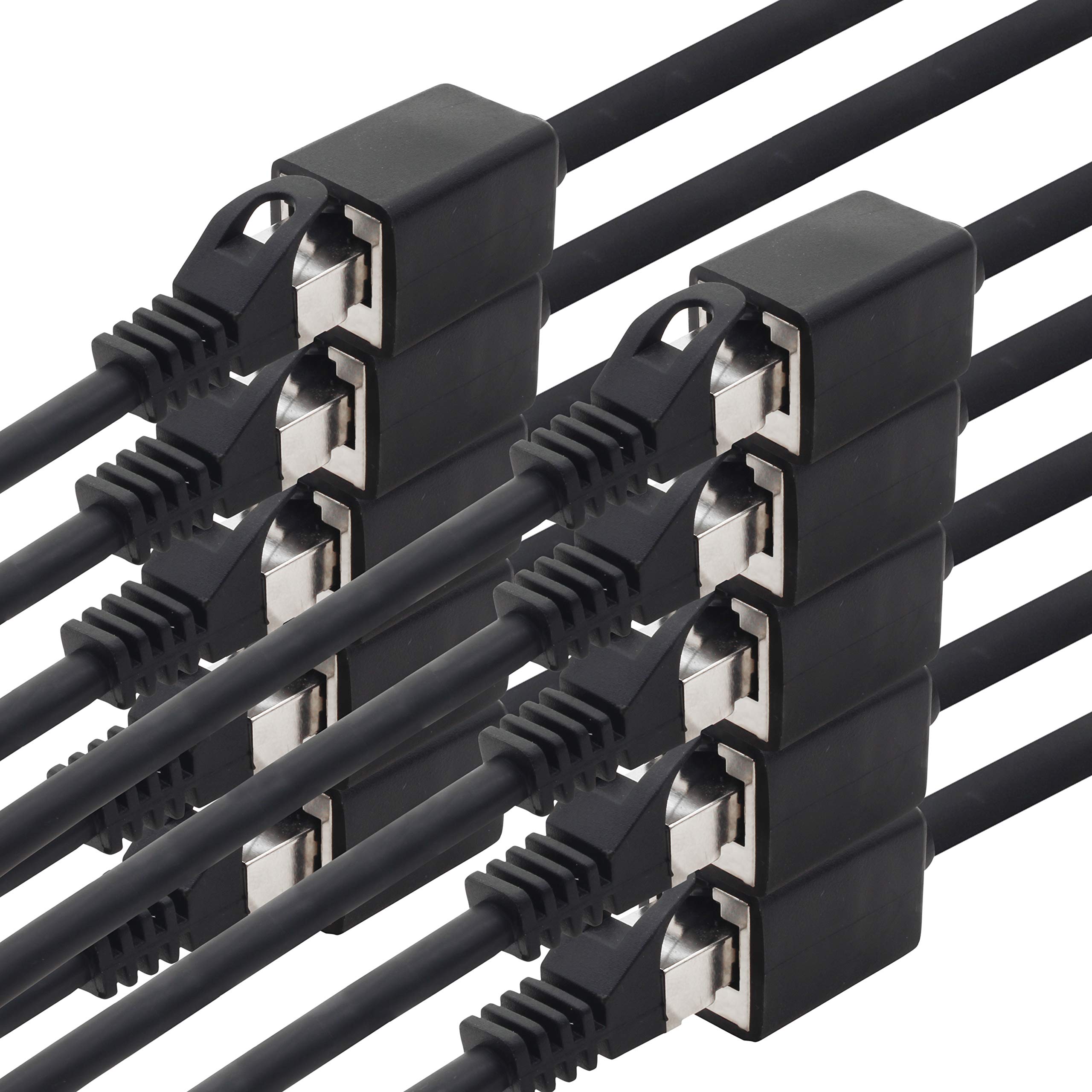 1aTTack.de 618302 CAT7 Cat.7 Verlängerung Adapter - 1m - Ethernetkabel Lankabel Netzwerkkabel 10 Gb/s Rohkabel mit (RJ45) Cat6a Stecker Buchse 10 Stück - schwarz