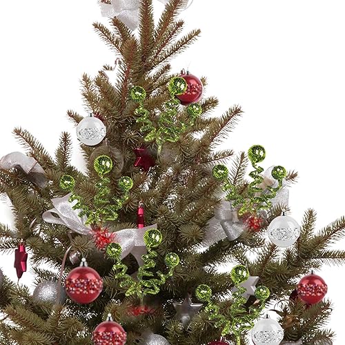 Miniatura 8 de Juego de 6 adornos de Navidad plateados, tubo con lentejuelas y esferas, decoración de Navidad, decoración de árbol de Navidad, decoración perfecta