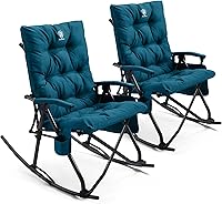 Vista 10 de EVER ADVANCED Silla de camping basculante plegable extragrande, silla de columpio portátil acolchada para patio, césped y exteriores, sillón duro