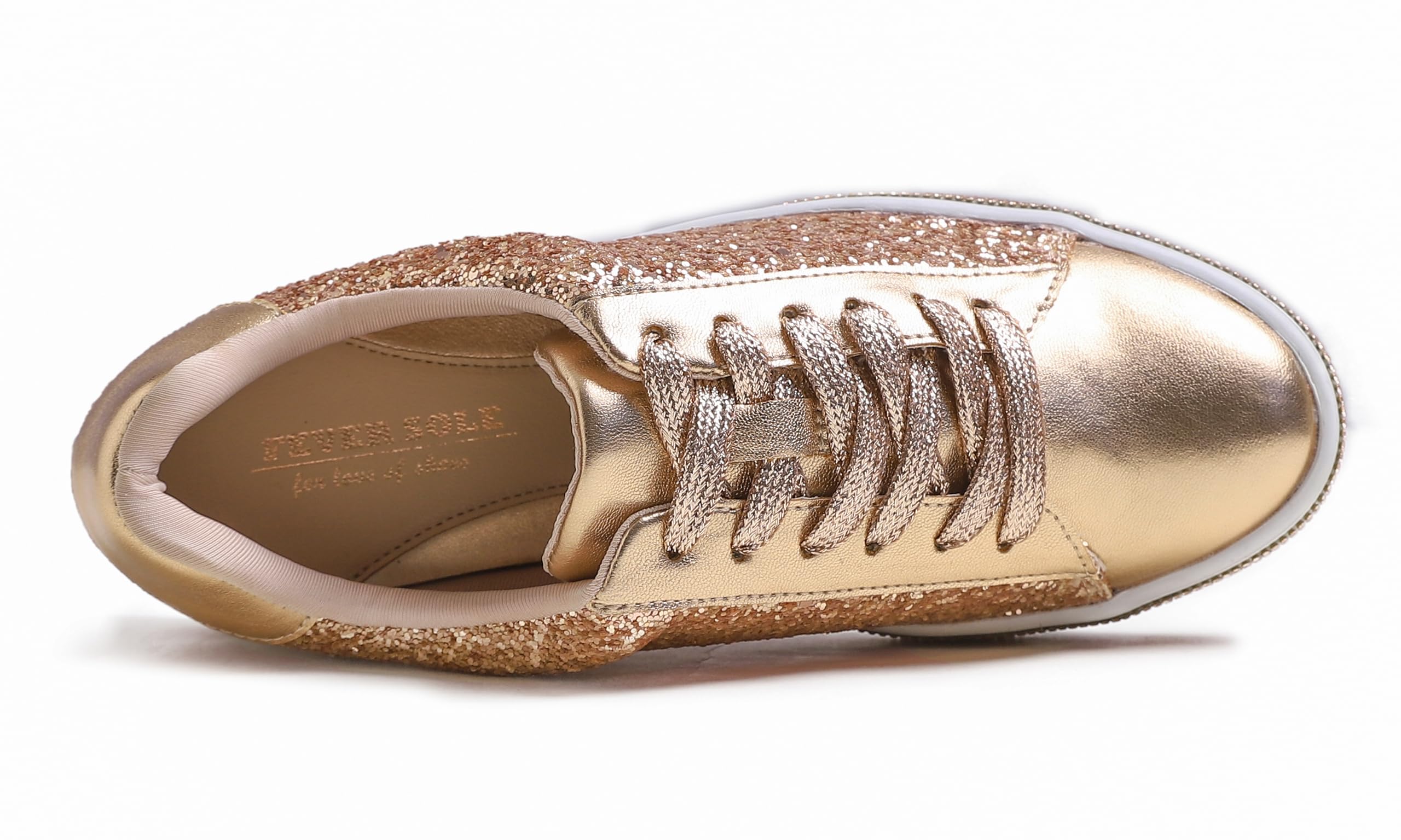 Feversole Women's Fashion Sparkle Platform Rhinestone Party Holiday Wedding Sneakers
