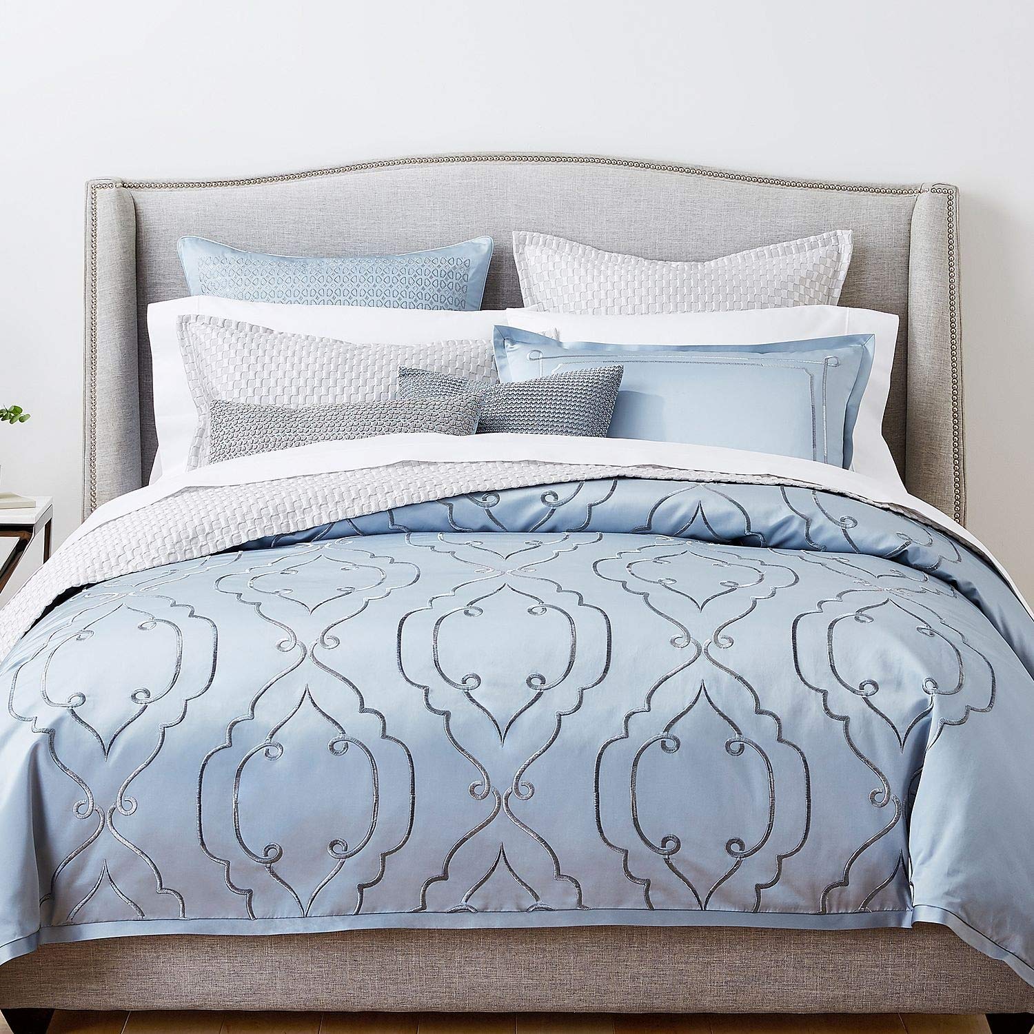 Embroidered Tile King Duvet Cover 