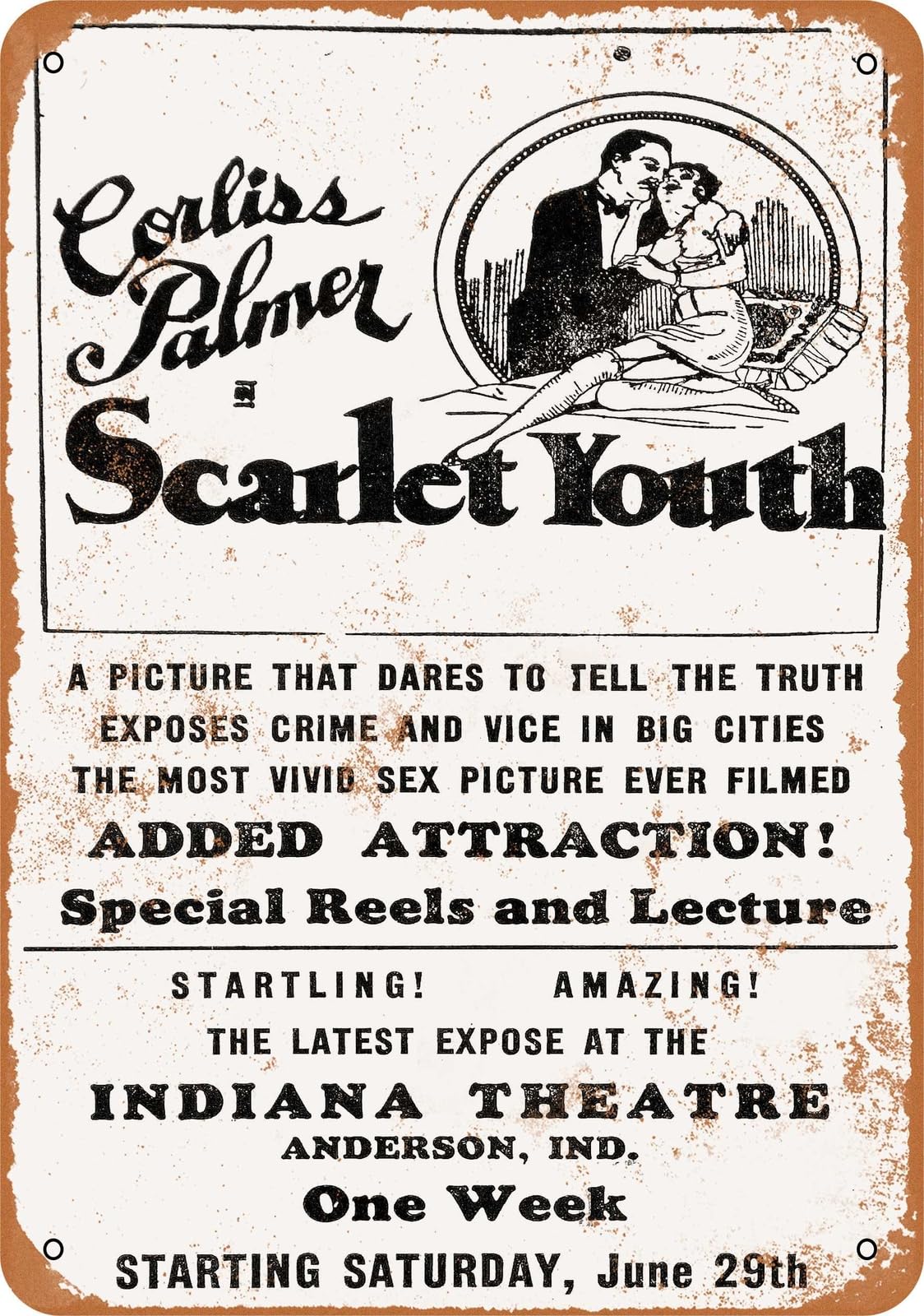 Miaomansenstore Metal Sign - 1928 Scarlet Youth Sex Movie 2 - Vintage Look Home Decor