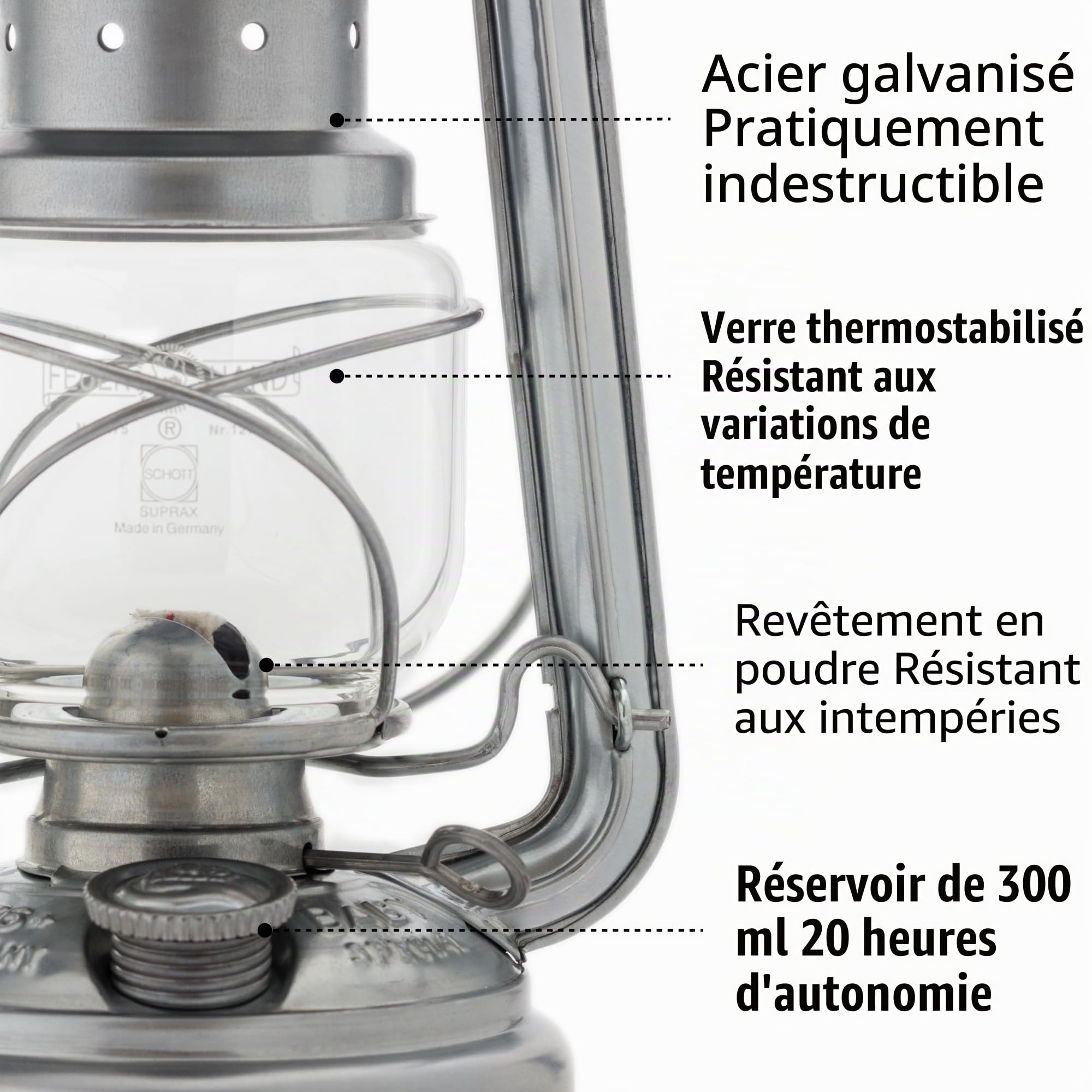 Feuerhand 8219645 Lampe tempête Acier Vert