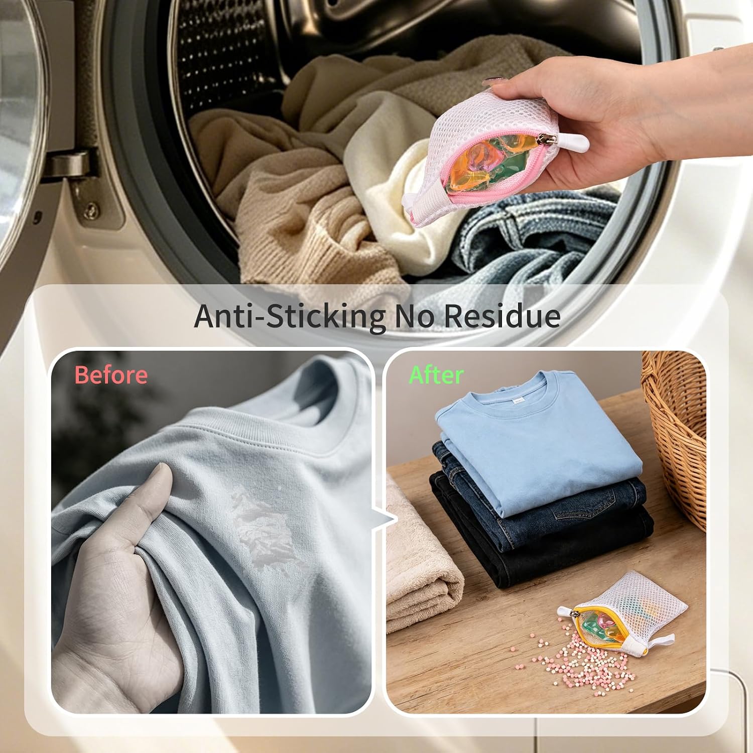 5pcs Laundry Pod Anti-Sticking Bags,Scent Beads Laundry Pouch,Small Mesh Laundry Bags，Durable Polyester Protection Bag For Scent Beads and Detergent Pods image 4