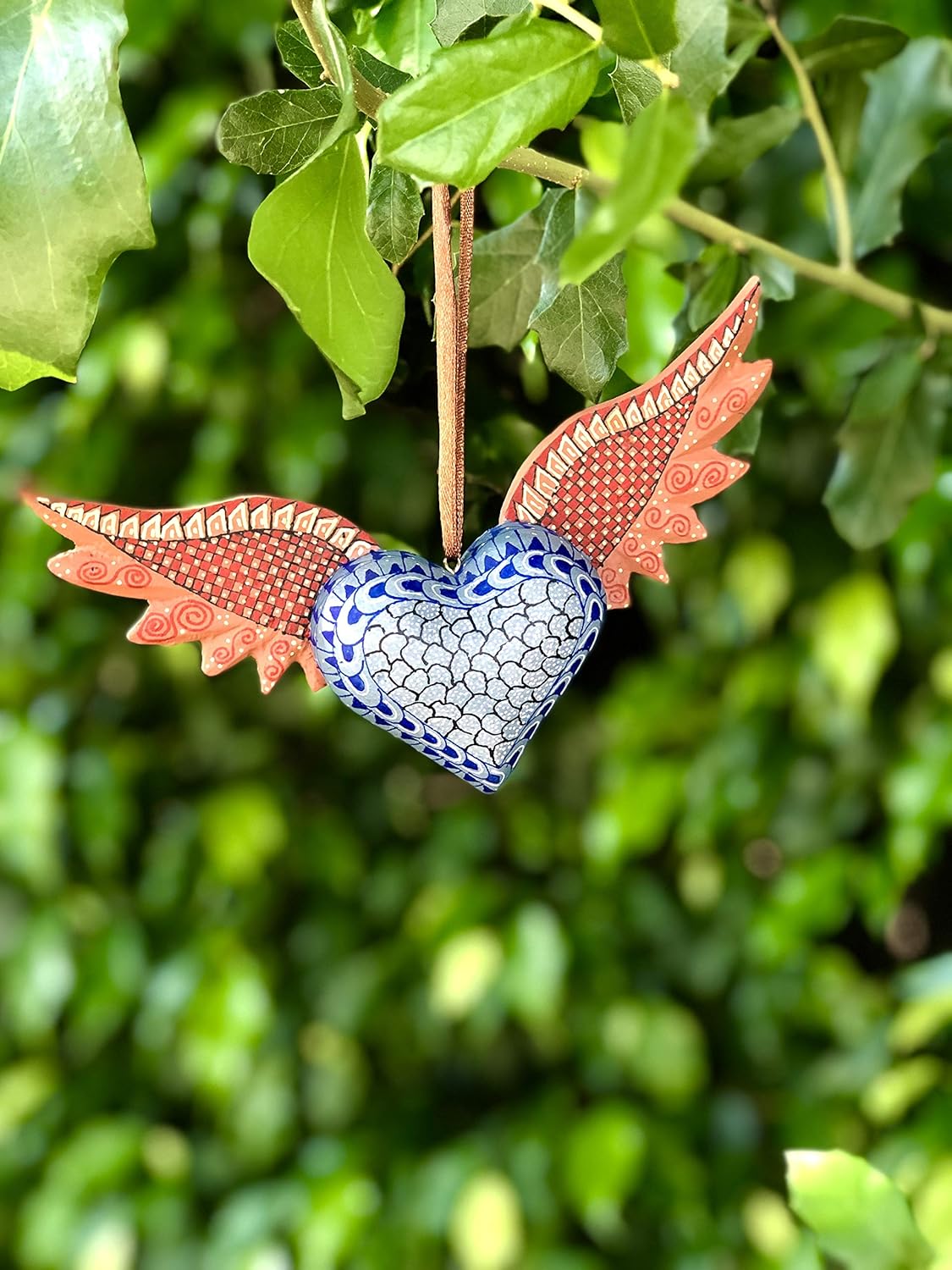 Handmade Wooden Alebrije Heart Shaped, Hanging Hearts, Dream Catcher (Sold by Piece)