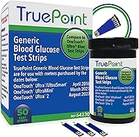TruePoint Blood Glucose Test Strips 50ct - Compatible with Ultra, Ultra2, UltraMini & UltraSmart Meters - Precise Home Diabetes Testing