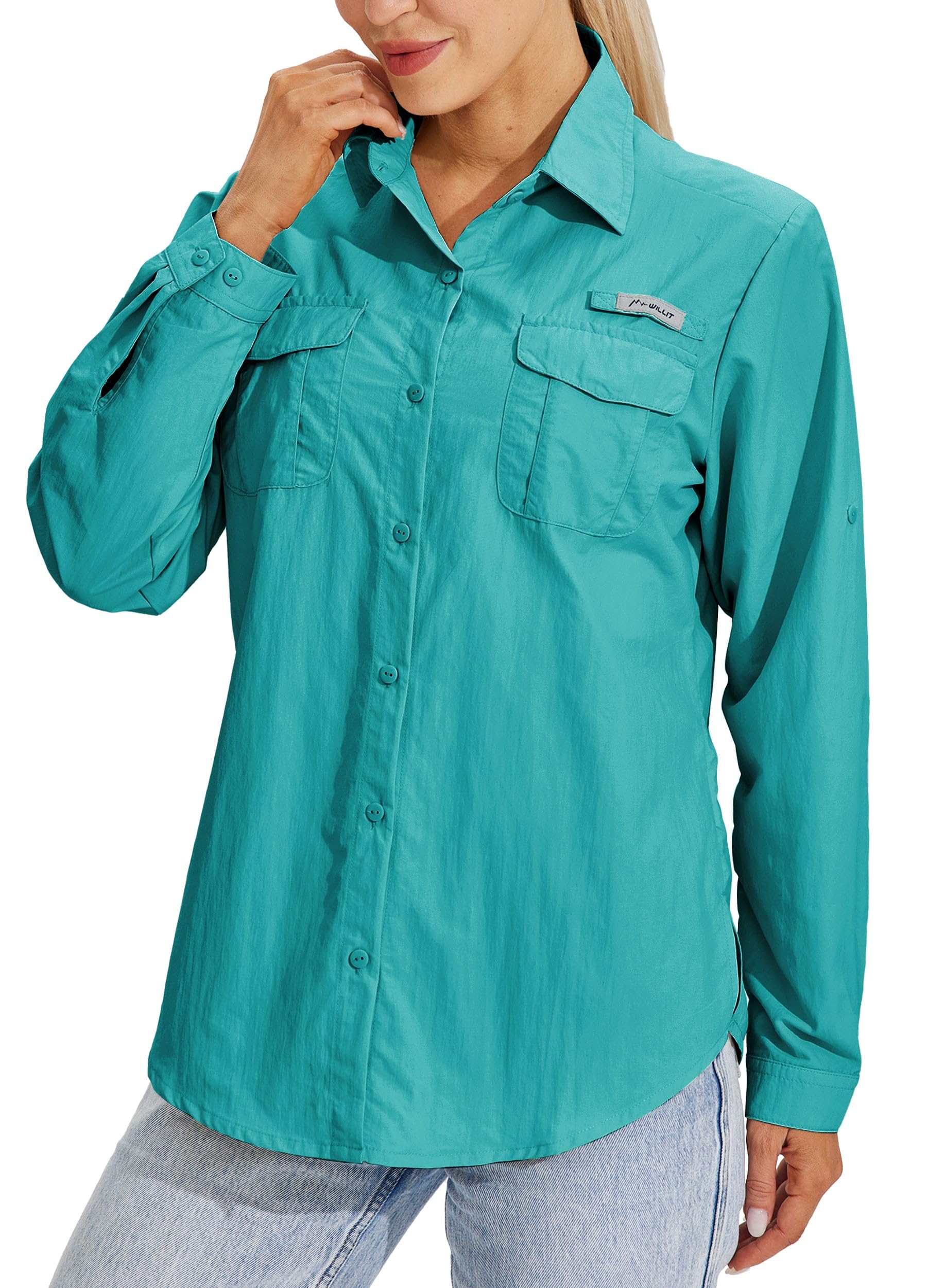 WILLIT T-shirt pour femme UPF 50+ - Protection solaire - Manches longues - Chemisier de randonnée - Safari Angel - SPF - Séchage rapide - Pour la randonnée et l'extérieur
