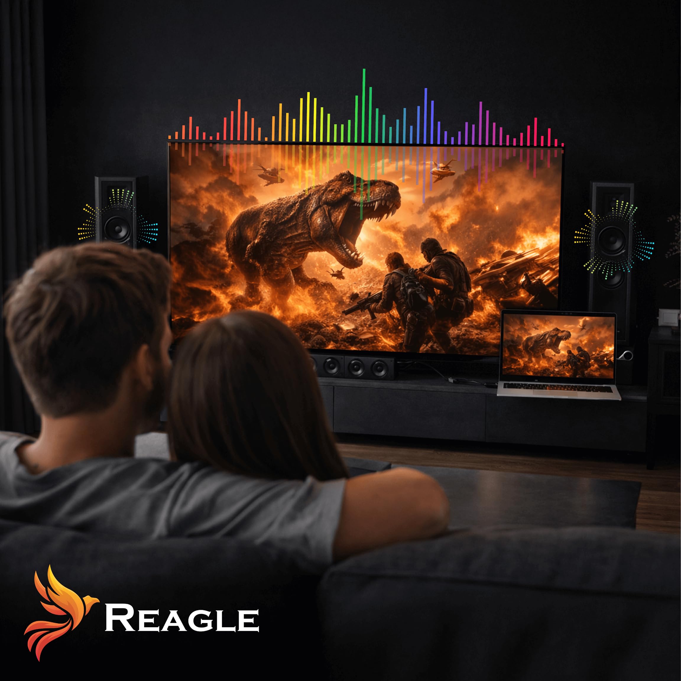 Reagle Adapter DisplayPort Do HDMI 2.0 4K 60Hz HDR – Kabel DP Do HDMI Full HD 240Hz, Adapter Monitor TV Projektor, Plug & Play, Pozłacane Złącza