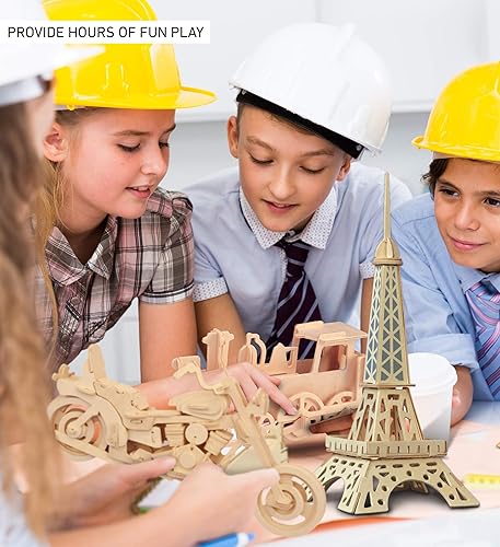 Miniatura 4 de Puzzled Rompecabezas 3D Torre Eiffel  Kit de modelo de construcción de artesanía de madera  Divertido y educativo juguete de madera DIY modelo de