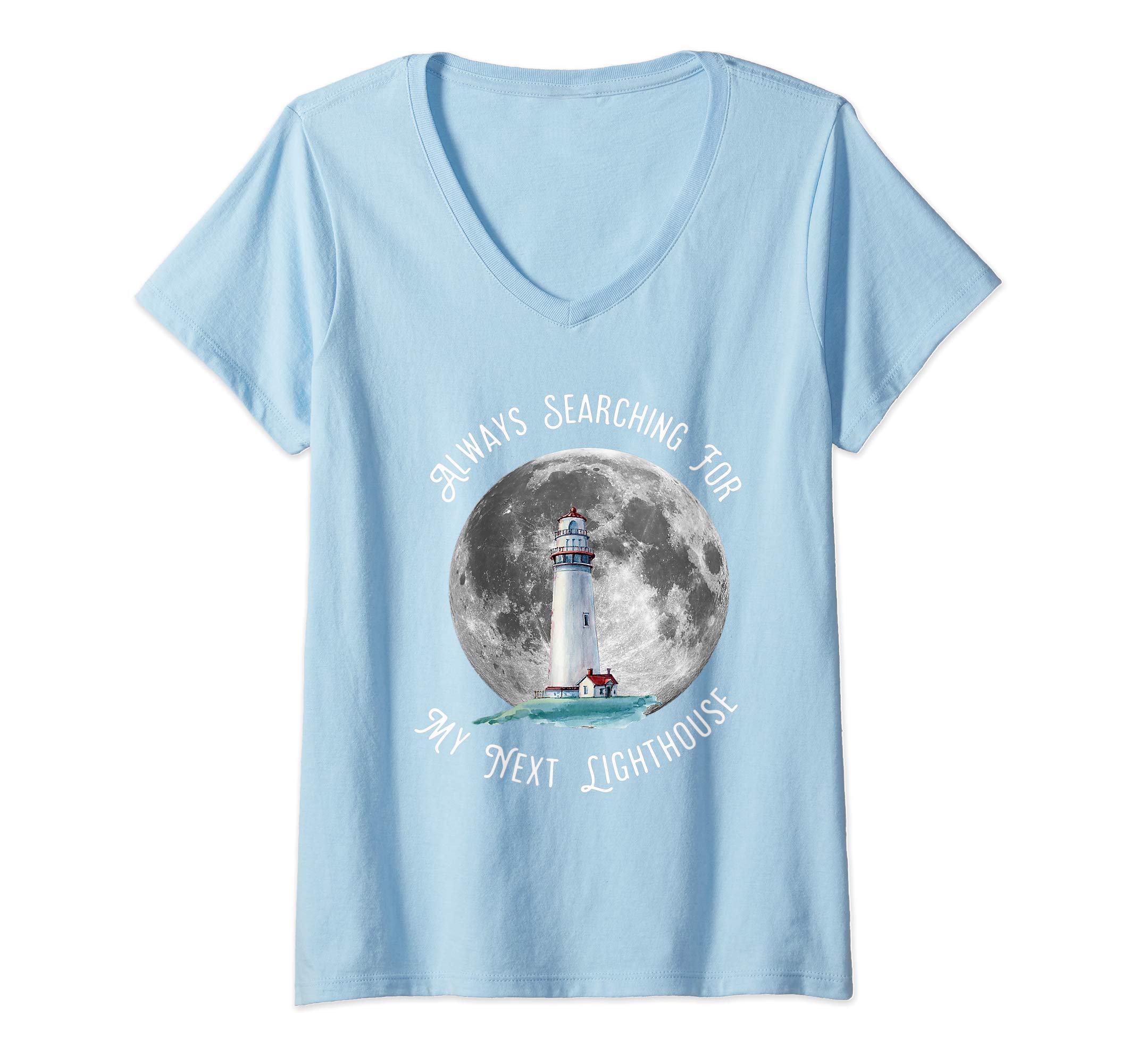 Womens Always Searching for my next Lighthouse V-Neck T-Shirt
