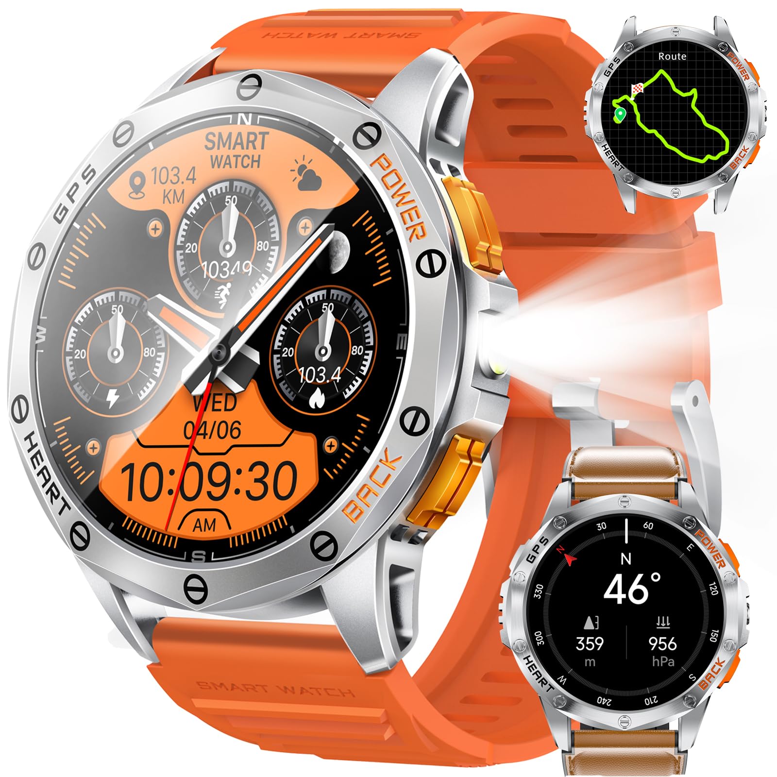 gps smartwatch uomo militarizzato防水防尘防水腕表
