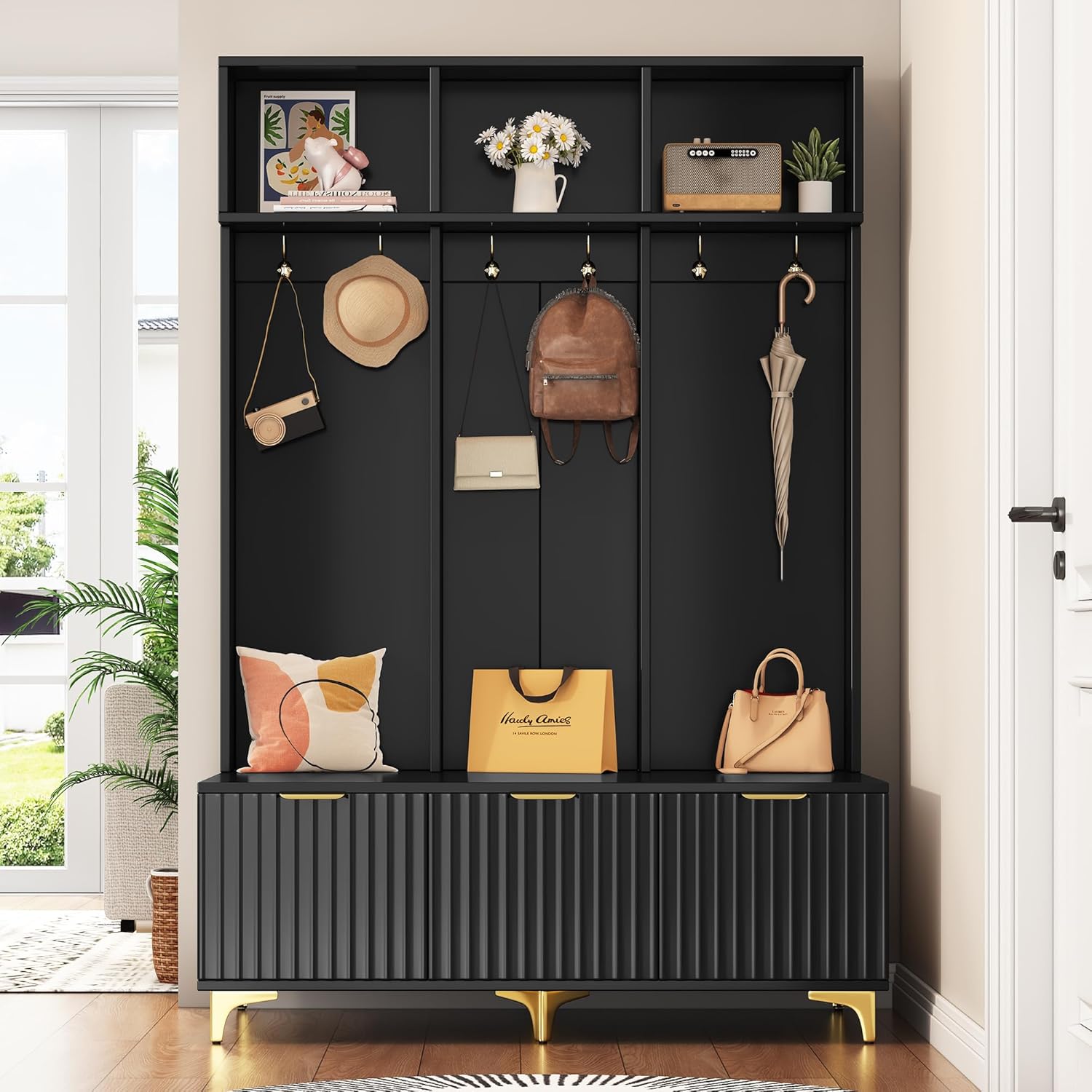 Farmhouse Hall Tree 4-in-1 Detachable Hall Tree, Entryway Storage