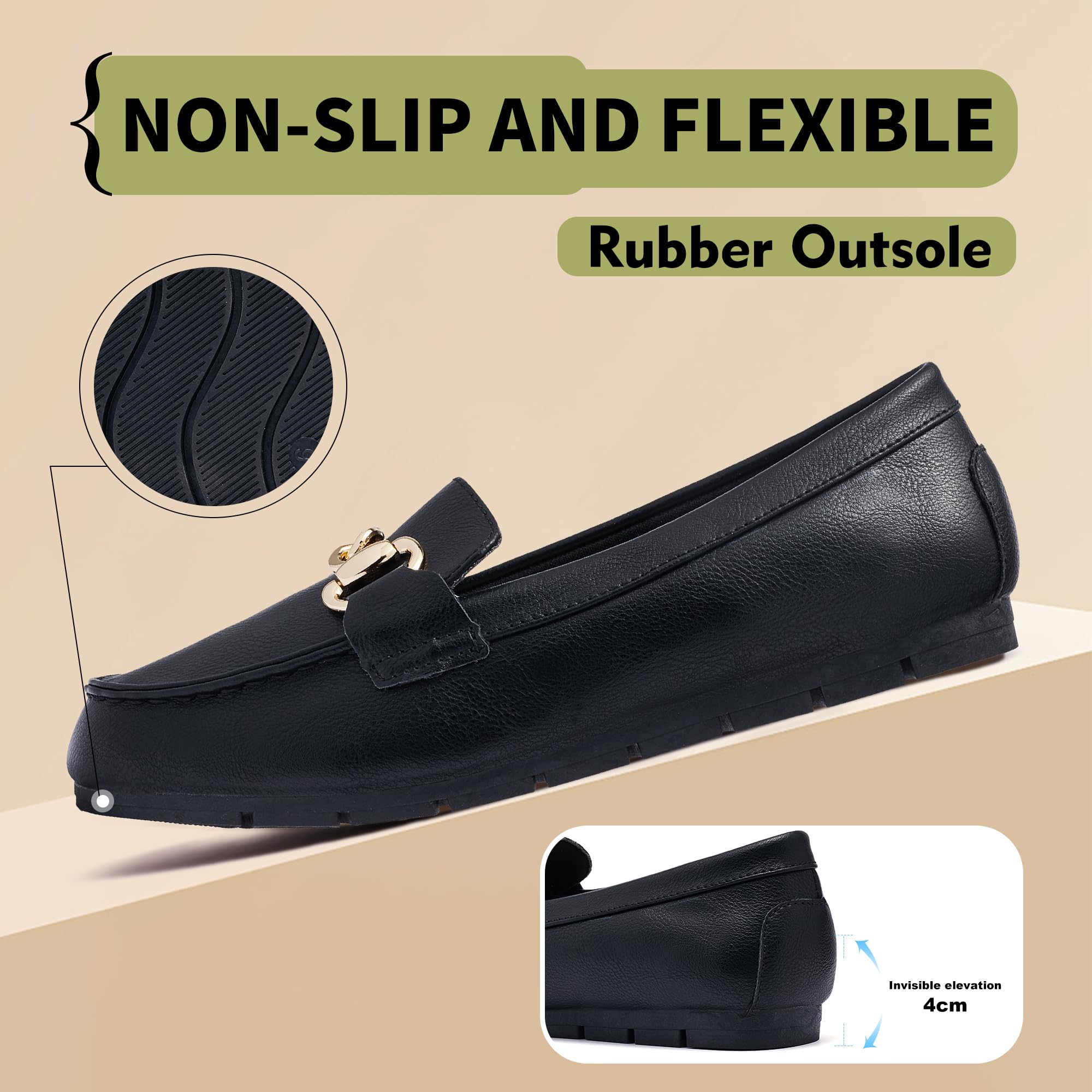 ABEJOJO Damen Loafer Schuhe, Bequeme Slip auf Casual Flat Mocassin Penny Schuhe zum Wandern, Fahren, Dressy