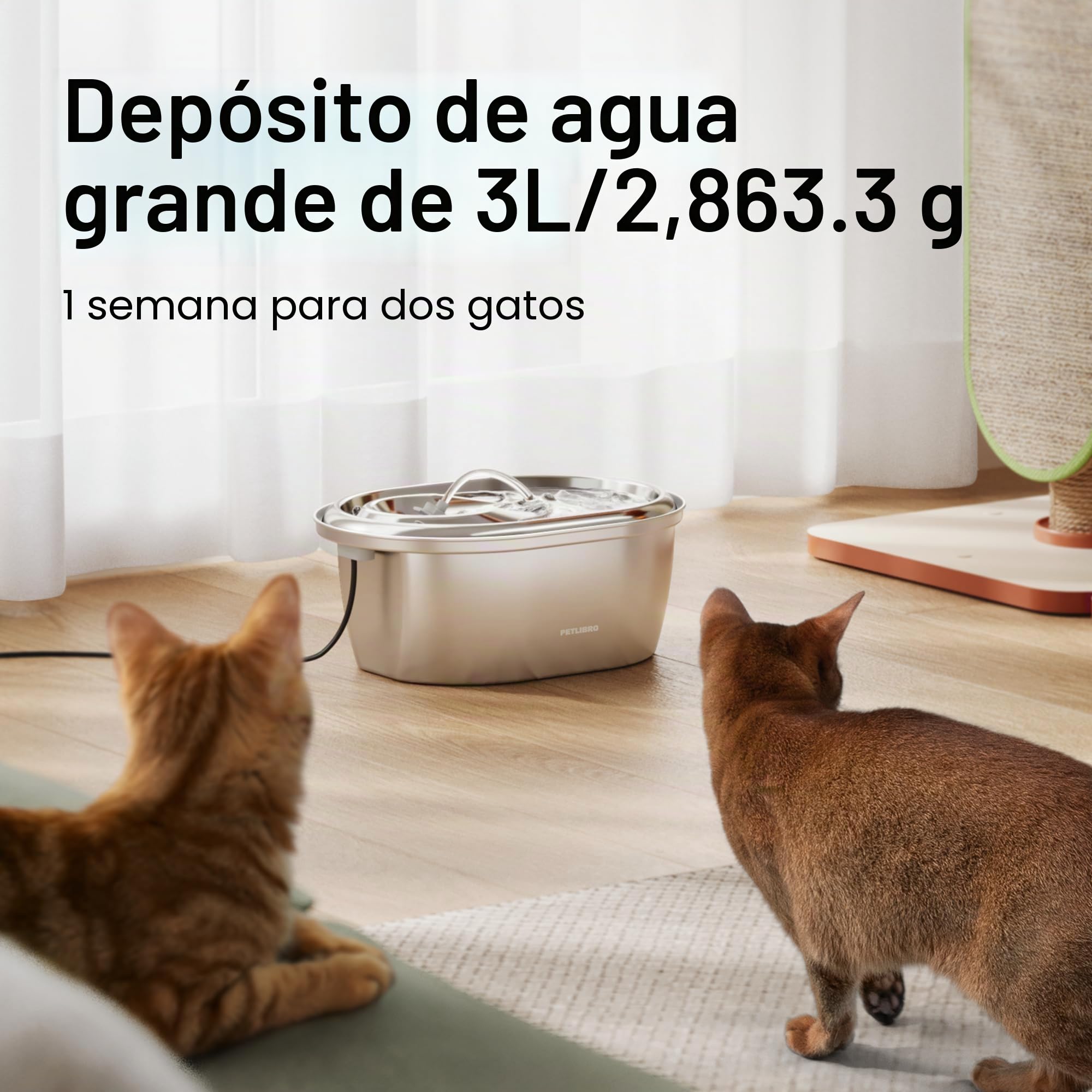 PETLIBRO Fuente de Agua de Acero Inoxidable para Gatos y Perros Interior, Dispensador Automático de Grado Alimenticio con 4 Filtros