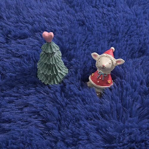 Miniatura 4 de Alfombra redonda azul marino para dormitorio de niñas, alfombra circular esponjosa de 4 x 4 pies para decoración de habitación de niños, alfombra