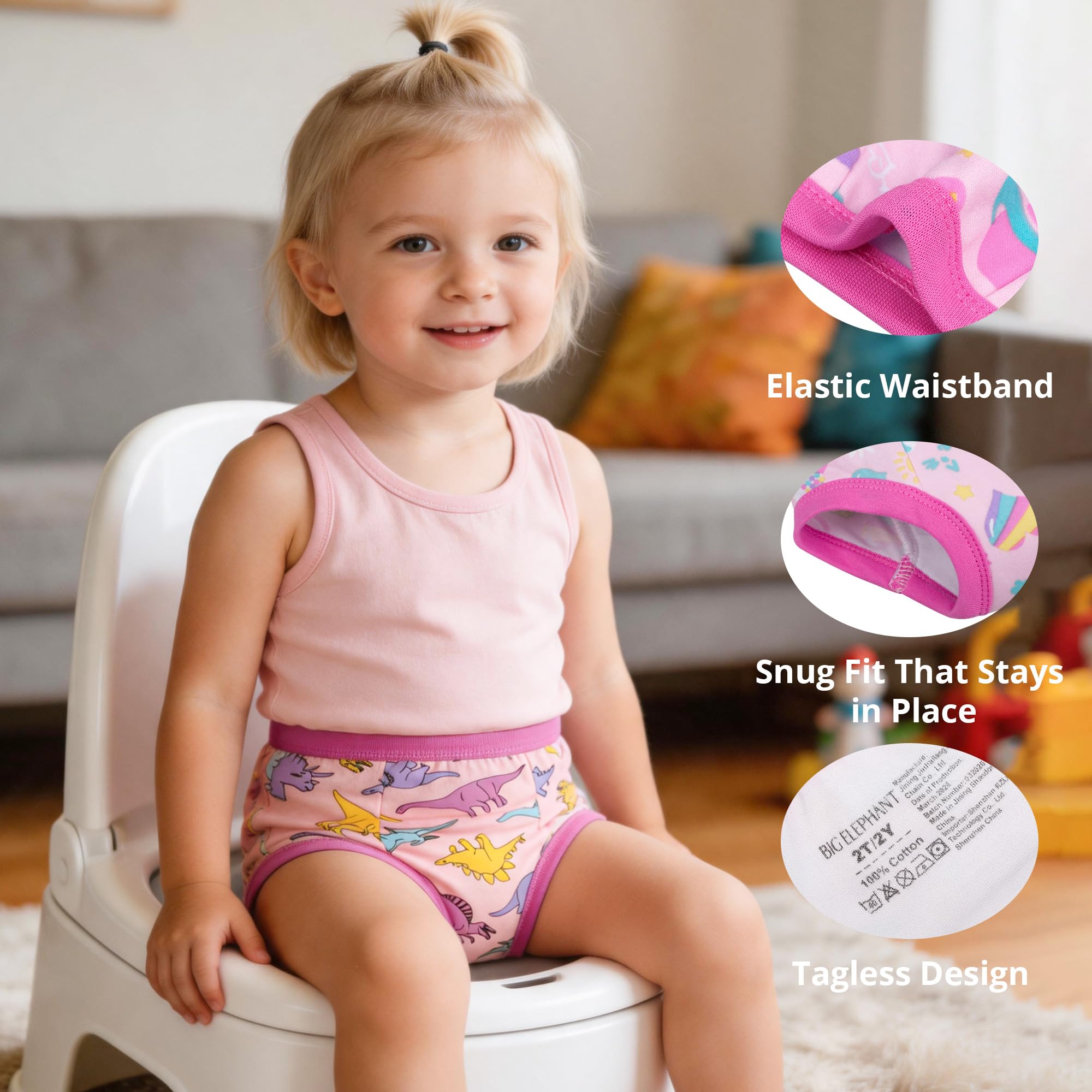 BIG ELEPHANT Ropa Interior de Aprendizaje para IR al Baño 100% Algodón