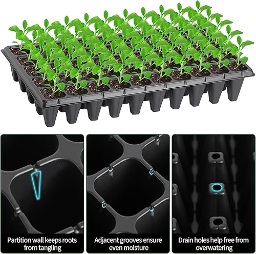 Miniatura 4 de Bandejas de 250 celdas de 20 x 10 pulgadas, 5 contenedores de semillas reutilizables de 21.3 x 11.0 in para plantas de cultivo de vivero,