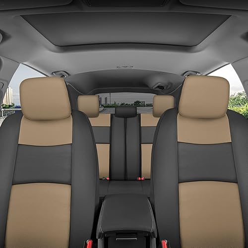 Miniatura 10 de Bdk - Juego completo de fundas de asiento de piel de cocodrilo, ajuste universal, piel de microfibra premium, compatible con airbag, protectores de