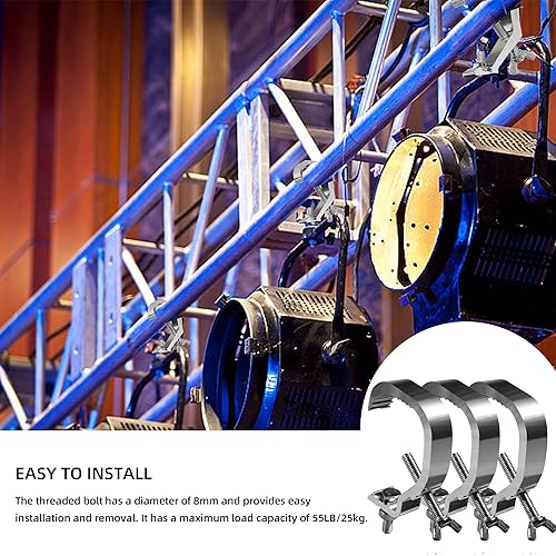 Miniatura 5 de Paquete de 10 abrazaderas de truss de 1.18 a 2 pulgadas, para tubo de luz de escenario, apto para tubos de 1.181-1.969 in de diámetro exterior,
