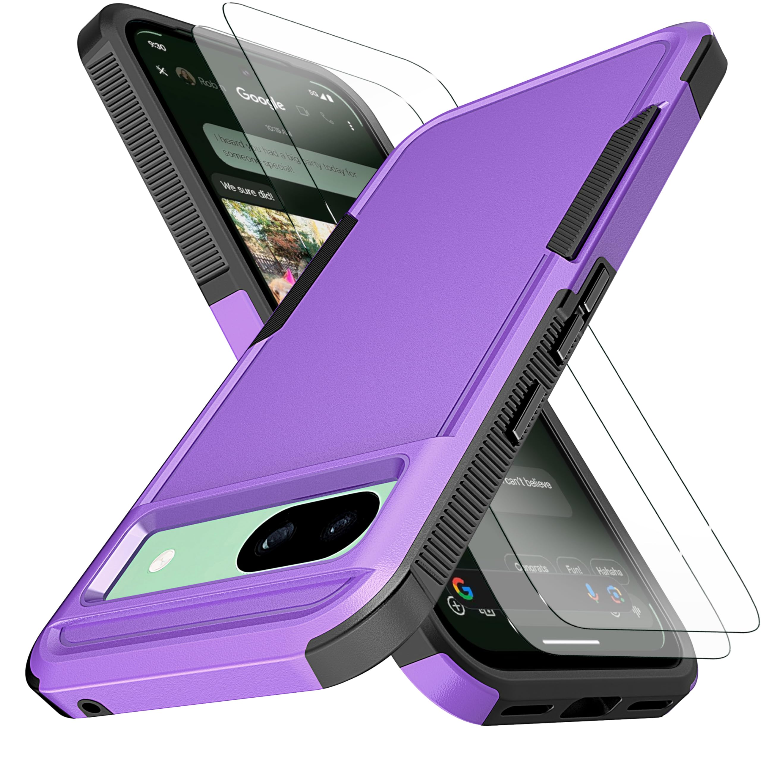 Coque Pixel 8A protection intégrale militaire violette avec films TPE HD - 7