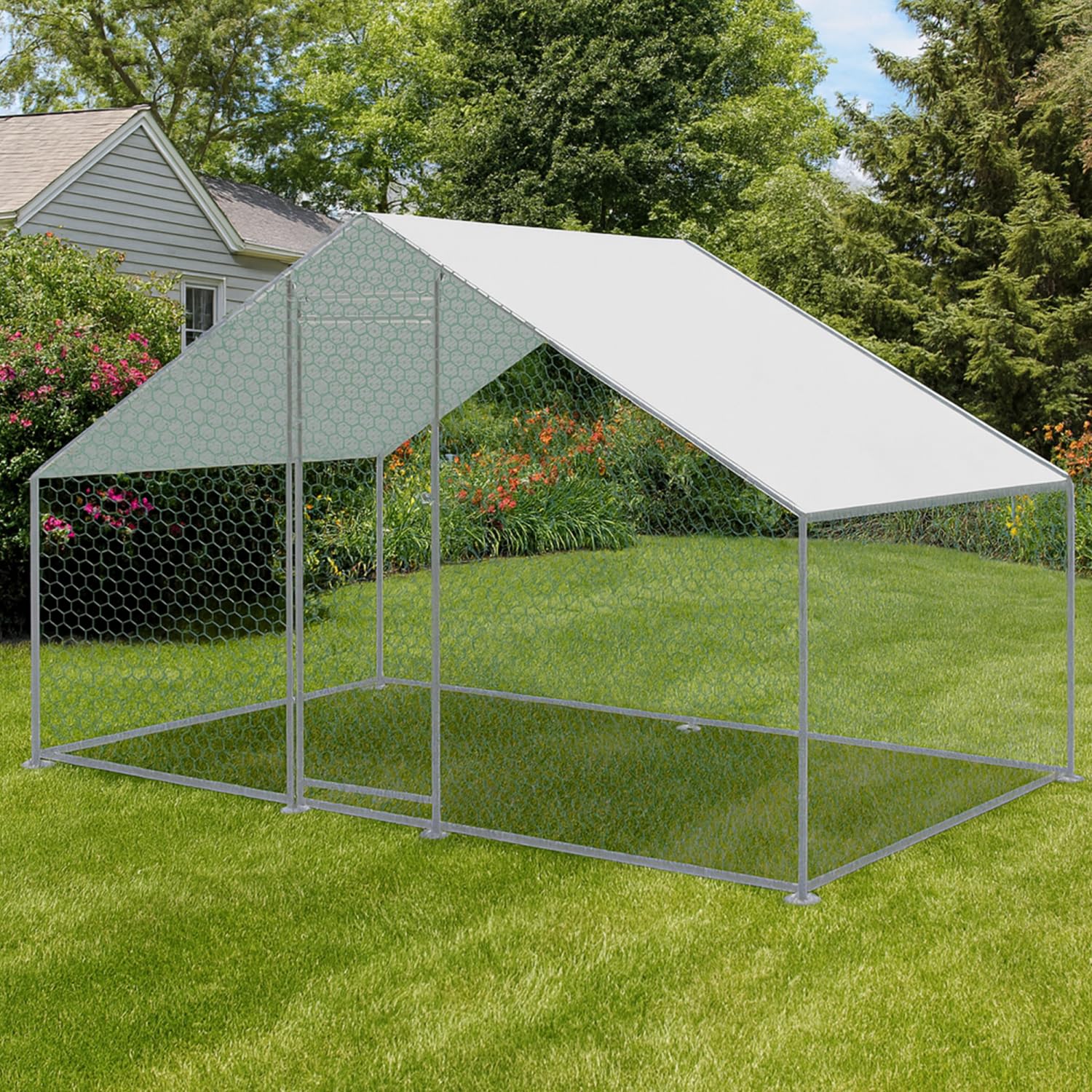KCT 2x3m Walk In Chicken Run Large Metal Coop Outdoor Enclosure