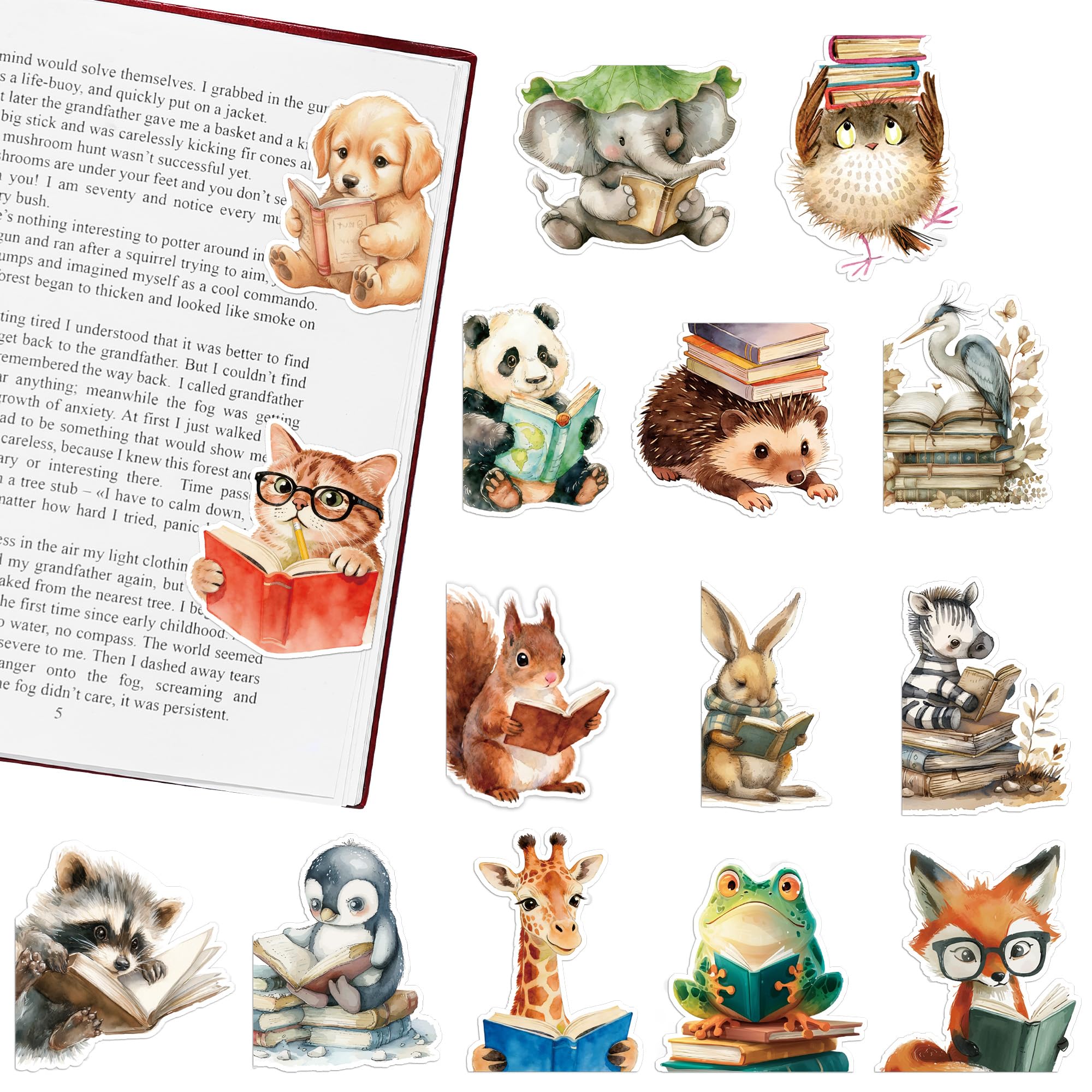 Lot de 15 marque-pages magnétiques mignons en forme de chats et chiens pour femmes, enfants, amateurs de livres, étudiants, vers de livres, cadeaux d'anniversaire, de remise de diplôme