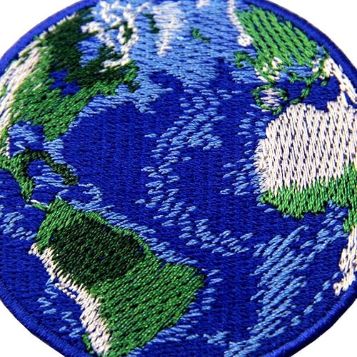 Miniatura 2 de Parche bordado con diseño de planeta Tierra azul para coser