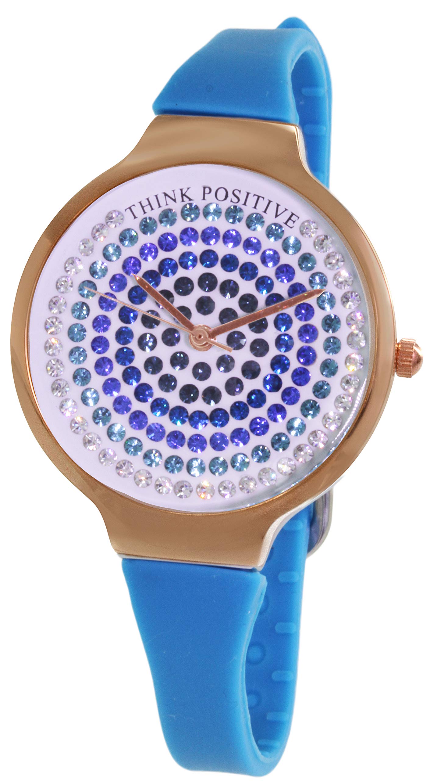 Think Positive Women's Blue Crystal Analog Watch