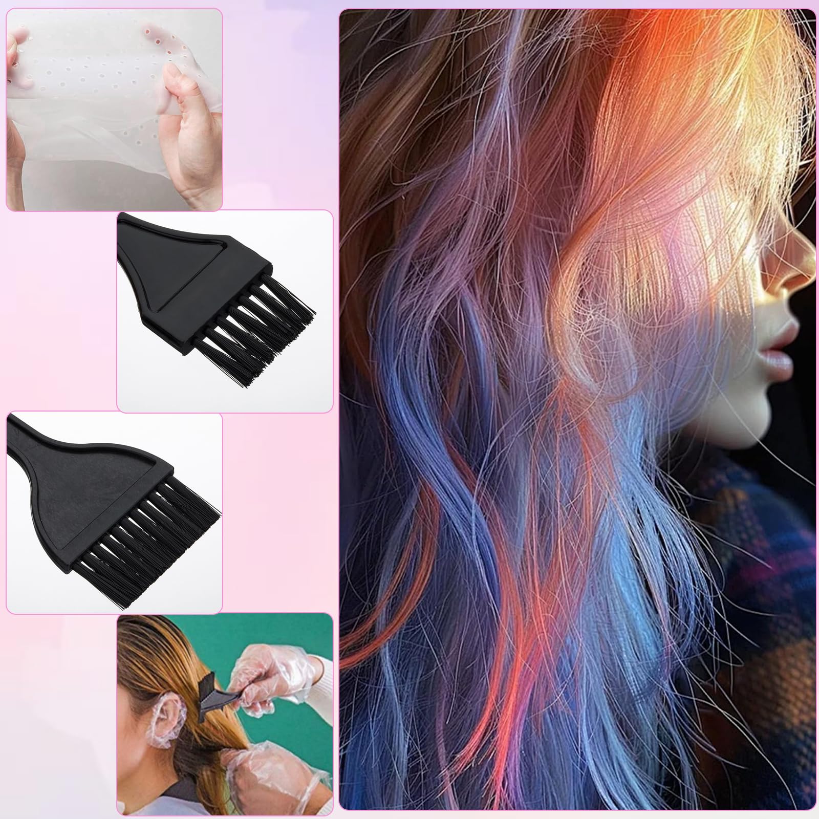 Cappucci in Silicone per Tinture per Capelli Riutilizzabile kit per Meches Silicone Pennello Tinta Capelli Morbido Facile da Pulire si Applica a Ragazze Signore Salone Casa Tintura Accessori