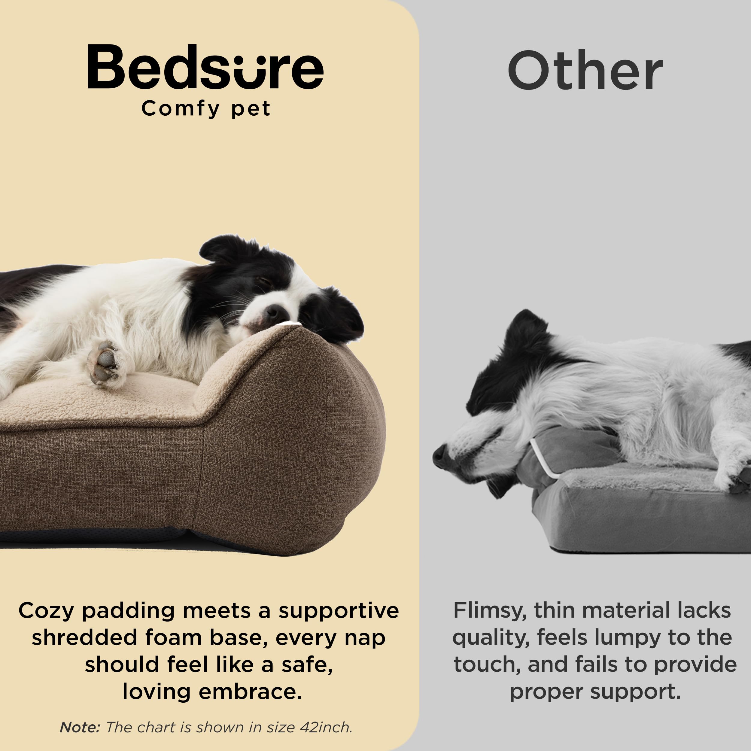Bedsure SupportMax™ XL Pro Orthopedic Dog Beds Large Sized Dog - Extra Thick Supportive Dogs Couch with Waterproof Washable Cover, Extra Large Comfort Pet Sofa with Soft Sherpa & Nonskid Bottom, Brown - image 3