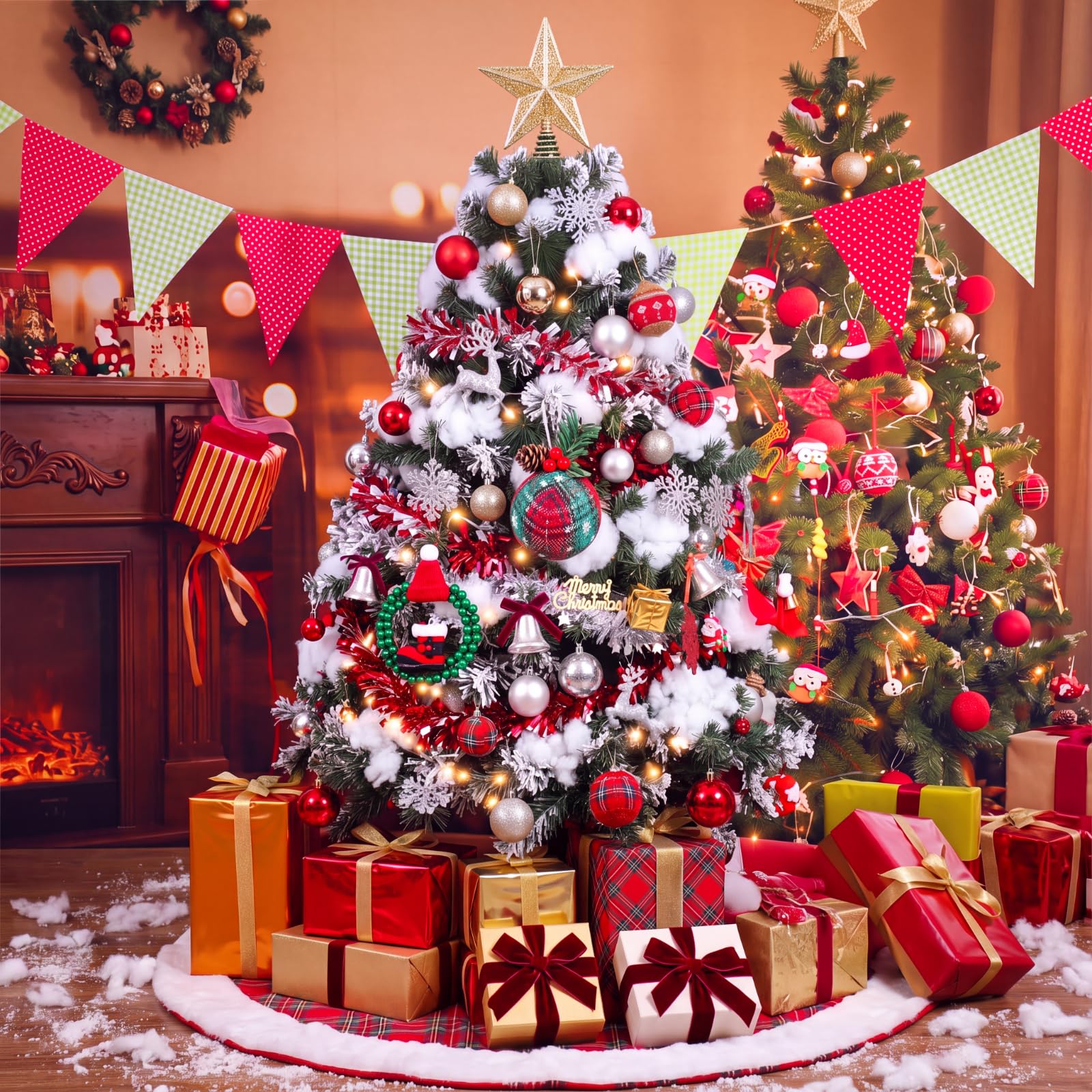 Shappy Couverture de Neige Artificielle Douce et Moelleuse pour Noël, décoration de Village, sous Le Sapin de Noël (2)