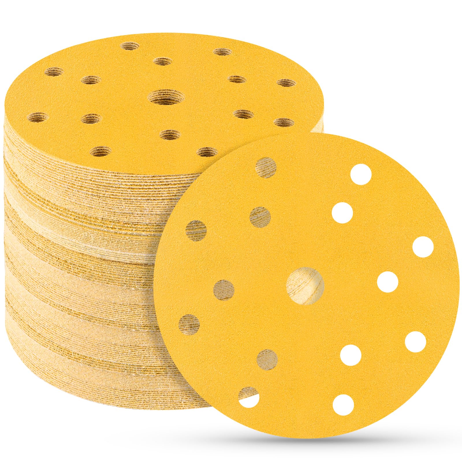 STEBRUAM 50 Stück Schleifscheiben 150mm klett 220 körnung 15 Loch Schleifpapier Set für Rund Exzenterschleifer für Holz Metall und Farbe