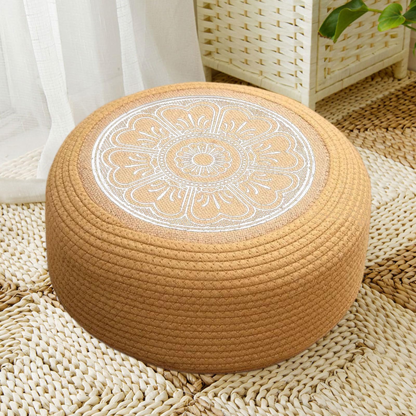 Genérico Puf Exterior Impermeable Ottomano,Reposapiés Tejido para Terraza - Cojín Tatami para Jardín, Terraza, Porche, Deck Exterior y Área de Piscina