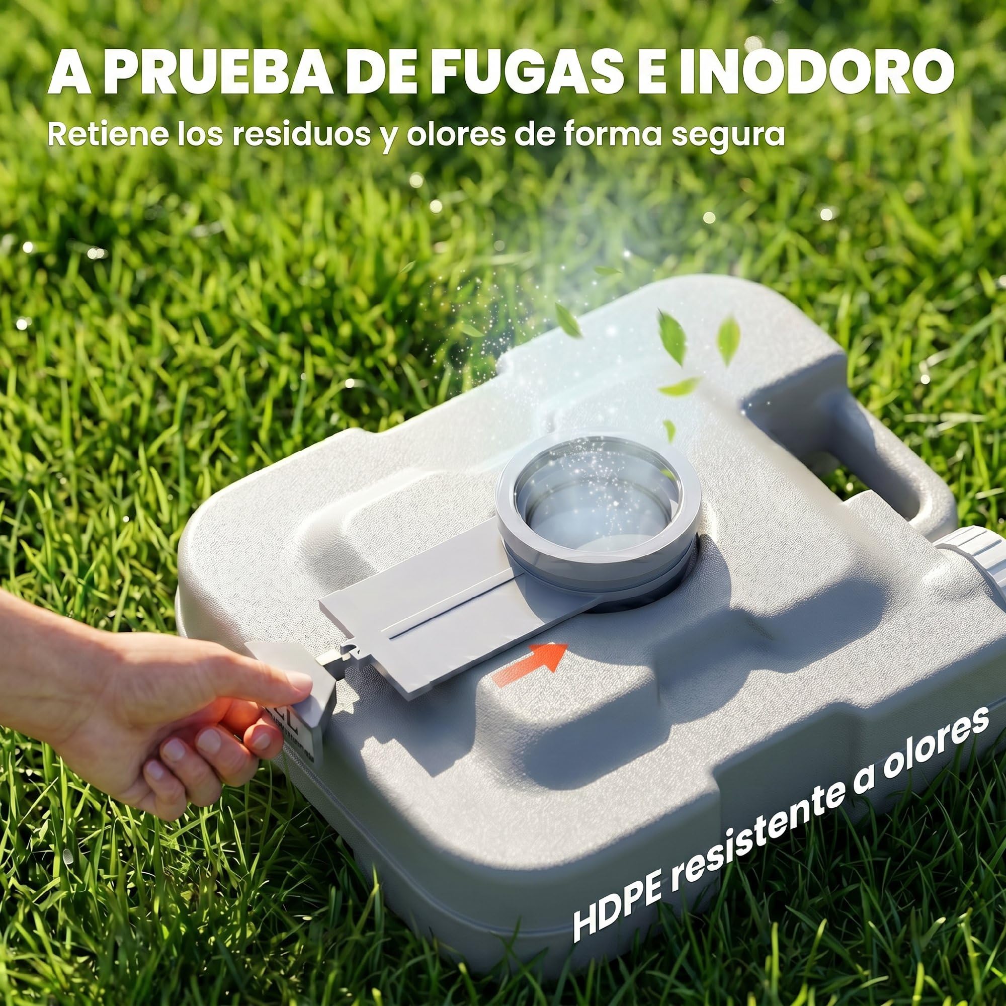 HOMCOM Inodoro Portátil WC Portátil con 2 Tanques 10L 36x42x30 cm Gris | Carga 200 kg, Inodoro para Exterior, Camping, Acampar, Senderismo