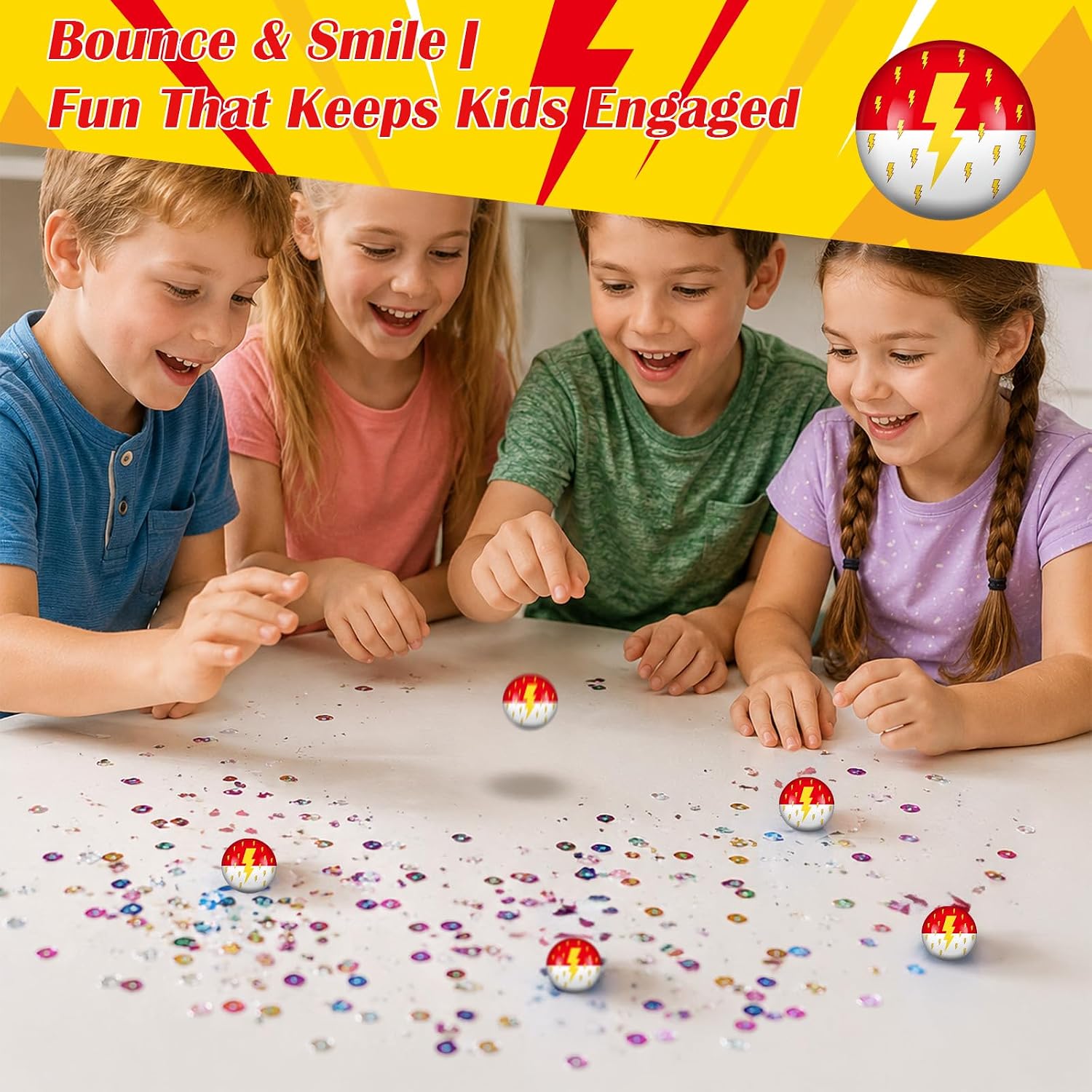 24Pcs 30mm Cartoon Red White Bouncy Balls, Cartoon Party Favors for Kids