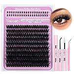 Yawamica Eyelash Extension Kit Wispy Lash Clusters Kit with Bottom Lashes 100D Fluffier Volume Individual Lashes 12-20mm Eyelash Clusters with 5-6mm Bottom Lashes with Bond and Seal and Lash Tweezers
