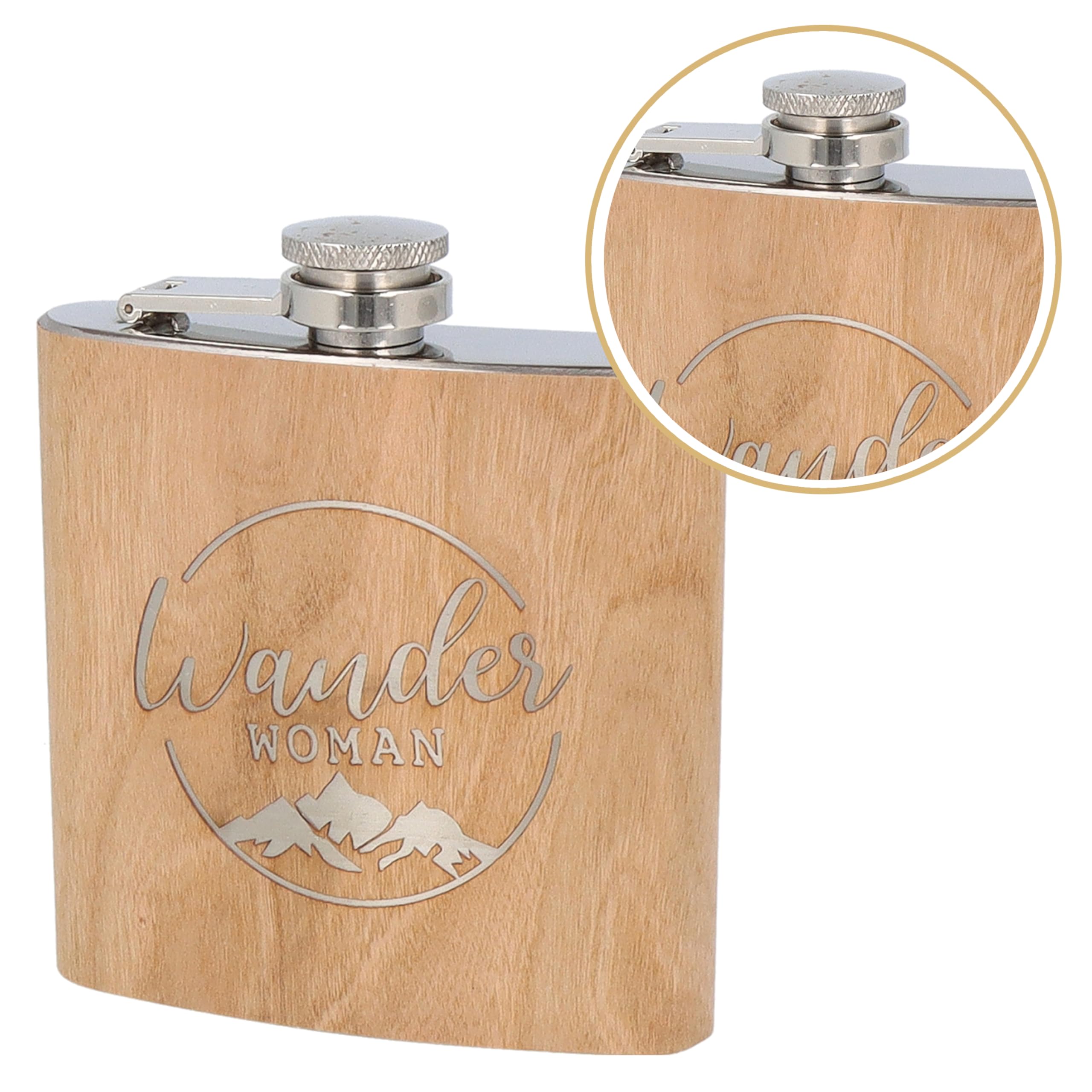 Spruchreif | Flachmann aus Edelstahl mit Gravur „Wander Woman“ | Originelle Geschenkidee für Frauen & Wanderinnen | Perfektes Outdoor-Geschenk