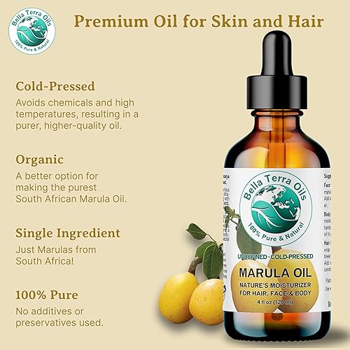 Miniatura 8 de Bella Terra Oils Aceite de marula 4 oz prensado en frío Sin refinar Orgánico Un solo ingrediente Aceite de lujo Antienvejecimiento Rico en